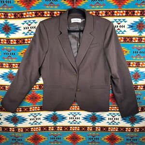 Calvin Klein‎ Blazer Brown Gold Button Front Career Jacket Size 14